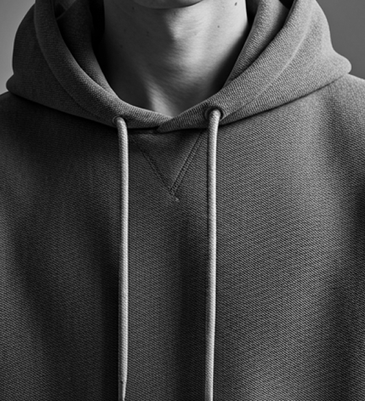 The Sculpted Oversize Hoodie front close-up