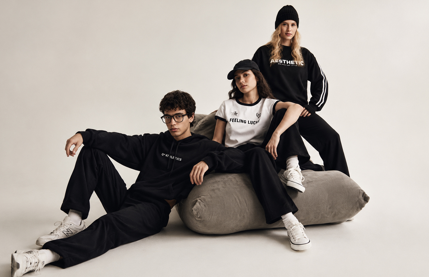 Group lounging on beanbag